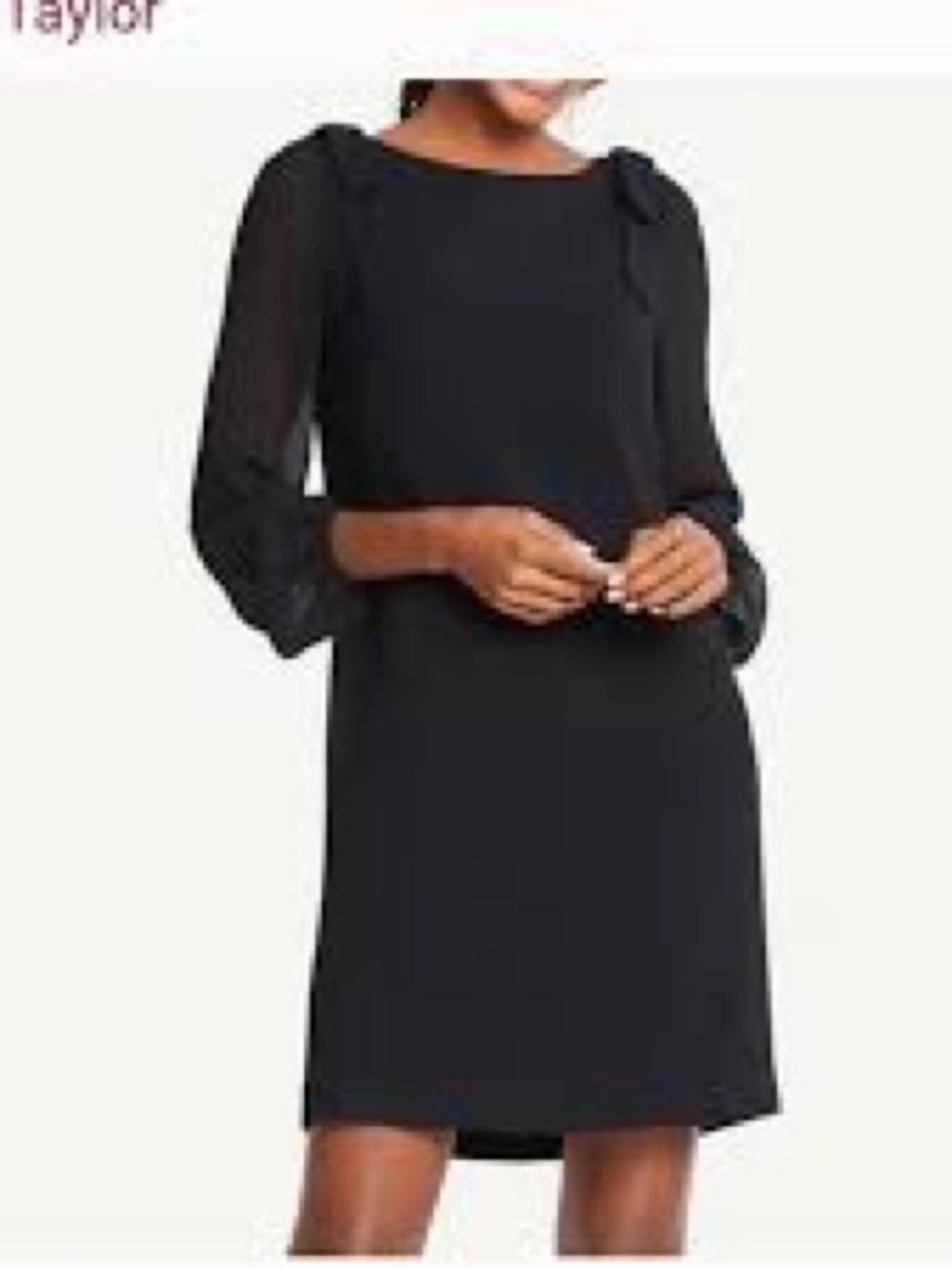 Ann Taylor Black Tie-Shoulder Shift Dress